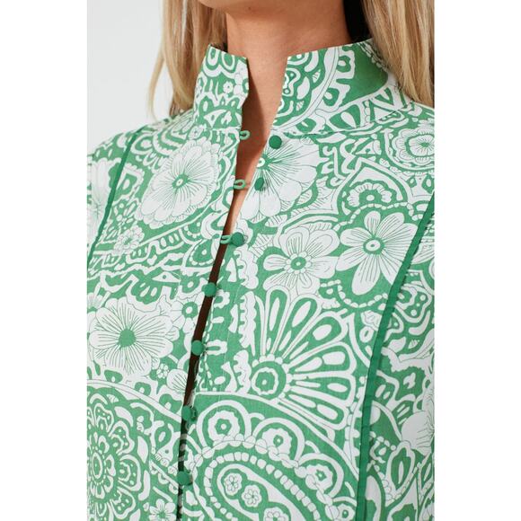 HYACINTH HOUSE Green and White Floral Hillsborough Midi Dress Size M NWT - Picture 6 of 8